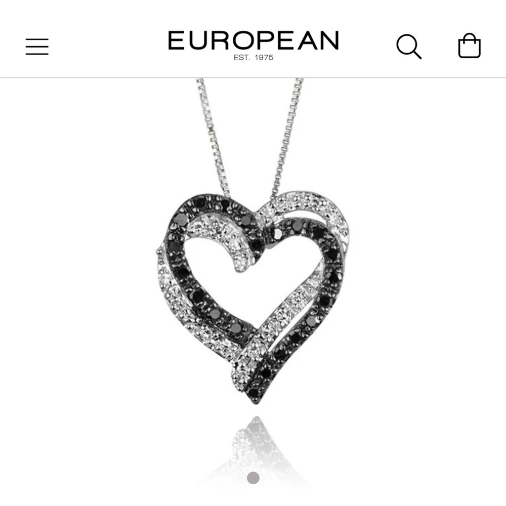 Black and White Diamond Heart Necklace